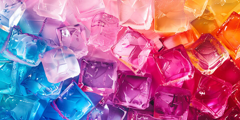 Vibrant and Colorful Ice Cubes as a Modern Abstract Background, Creating a Playful and Refreshing Aesthetic Perfect for Contemporary Design Projects