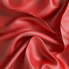 Elegant red satin fabric with smooth folds and texture