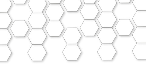 Abstract white background with hexagon and hexagonal background. Luxury white pattern with hexagons. abstract 3d hexagonal background with shadow. 3D futuristic abstract honeycomb mosaic background.