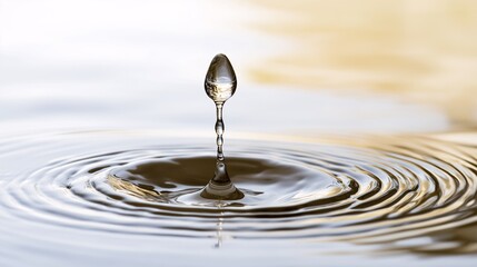 Poster - Elegant Water Droplet Creating Ripples in Calm Surface