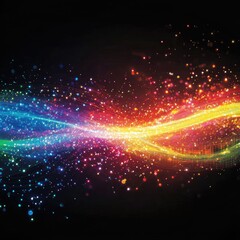 Fototapete - Vibrant abstract light trails, colorful on black background.