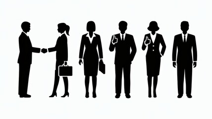 Black Business Team Silhouette Vector Illustration