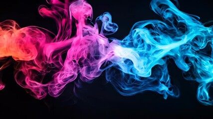 Poster - Experience a mesmerizing display as vibrant pink and blue smoke intertwine and flow beautifully