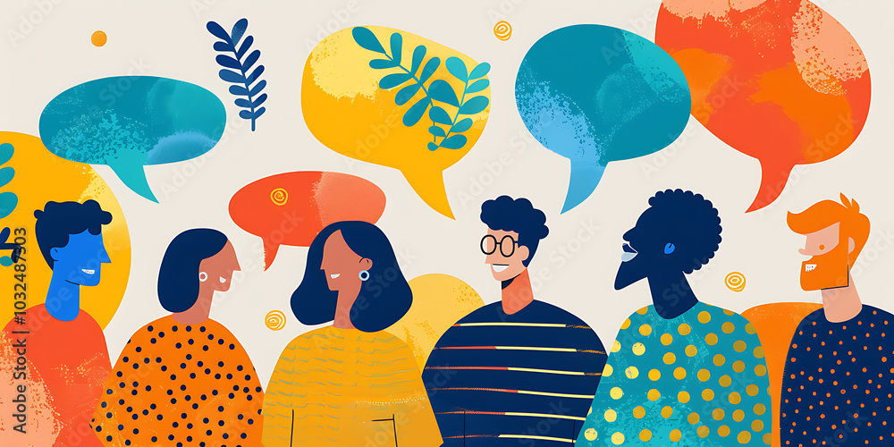 Dynamic Conversation Dynamic Communication Concept Featuring a Group of People Engaging in ...