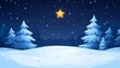 © จิดาภา มีรีวี - Winter night landscape with glowing star and snow-covered trees
