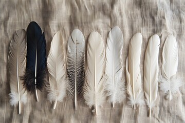 Poster - A Beautiful Array of Decorative Feathers in Various Shades and Textures