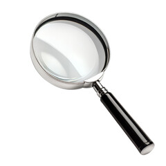 Poster - A detailed view of a magnifying glass on a transparent background highlighting its sleek design and functionality, magnifying glass,isolated on a transparent background
