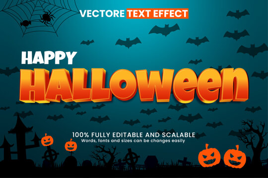 Happy Halloween editable 3d text effect. Happy Halloween party poster banner design