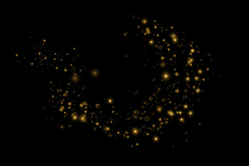 Wall Mural - Gold sparks and golden stars glitter special light effect. Vector sparkles on transparent background. Christmas abstract.