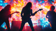 © Balzs - Electric Energy: Silhouetted Rock Band Against a Vibrant and Colorful Psychedelic Background