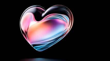 Poster - vibrant iridescent heart with colorful gradient and metallic texture - dynamic reflections for moder