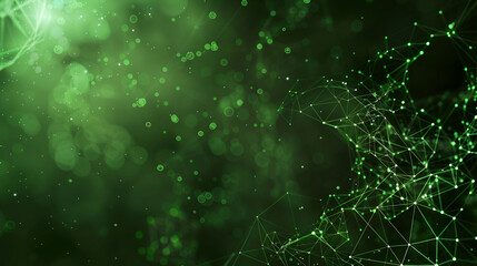 Green glow particle abstract background ,Light blurred of rainbow light glitter ,Abstract background Dot and connect line for cyber technology futuristic and network connection