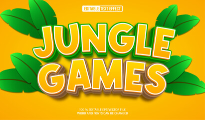 Poster - Editable 3d text style effect - Jungle Games text effect Template