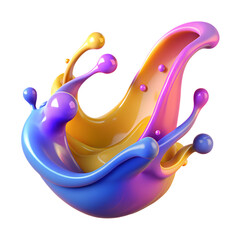 Poster - 3D splash of juice or holographic colored liquid. Abstract colorful wave flowing isolated