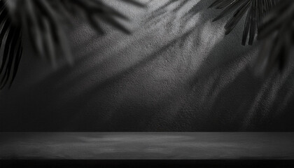 Wall Mural - abstract studio black background for product presentation. empty room with shadows of window and flo