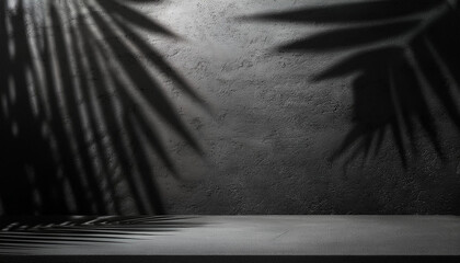Wall Mural - abstract studio black background for product presentation. empty room with shadows of window and flo