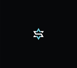 Poster - Initial letter S logo template with David star shape symbol in flat design monogram illustration
