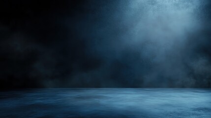 Poster - Dark smoky background with soft lighting effects and a textured floor.