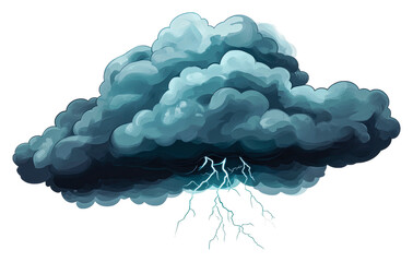 lightning in a stormy thundercloud isolated on transparent background
