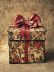 Wall Mural - Gift Box with Red Ribbon