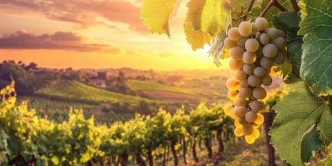 Wall Mural - Fresh grapes on vine