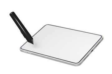 Poster - 3d Digital Graphics Drawing Tablet Monitor Pen with tablet icon. Minimal tablet computer with pen. Art, Clipart Digital drawn stylus cartoon, object, graphic, line art, painting concept. 3d render.