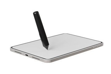 Poster - 3d Digital Graphics Drawing Tablet Monitor Pen with tablet icon. Minimal tablet computer with pen. Art, Clipart Digital drawn stylus cartoon, object, graphic, line art, painting concept. 3d render.