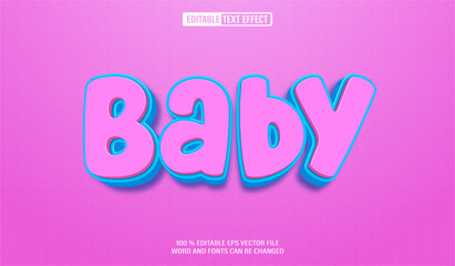 Poster - Editable 3d text style effect - Baby text effect Template