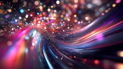 Poster - Vibrant holographic logo illuminates with motion and space for your message
