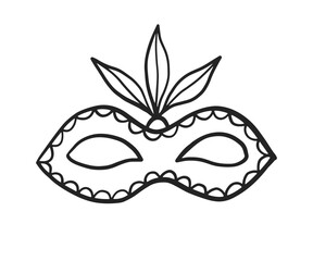 Wall Mural - venetian carnival mask vector outline doodle icon