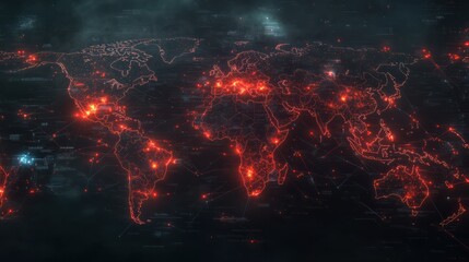 Poster - worldwide network connectivity abstract world map