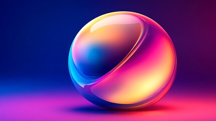 Poster - Vibrant neon hues illuminate a futuristic holographic logo with text space
