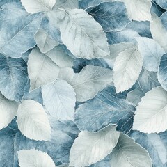 Sticker - Serene Blue Nature-Inspired Leaf Pattern Textile Design