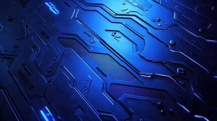 Poster - blue color laser cnc cut of metal with light spark, technology modern industrial