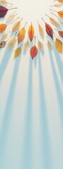 Poster - Minimalist Autumn Sunburst Leaves as Radiant Sun Rays in Fine Art Style