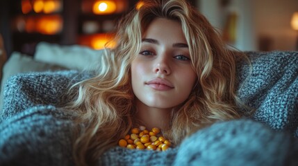 Sticker - Close-up Portrait of a Young Woman with Blonde Hair