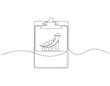 © TiyoSakhi - Continuous one line drawing of clipboard with statistics graph. One line drawing illustration of graph on clipboard. World statistics day concept line art. Editable outline