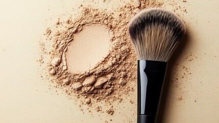 Face Powder With Makeup Brush, skin test background