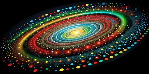 Wall Mural - Abstract Galaxy with Colorful Circles and Sparkles, abstract, galaxy