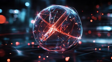Poster - A glowing logo rises from the interface, leaving space for your message

