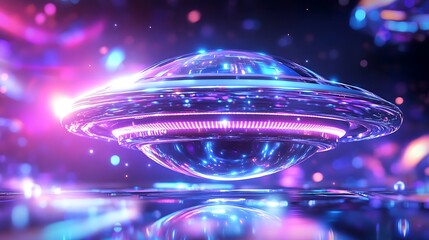 Poster - A sleek digital logo floats with vibrant glow, awaiting your message

