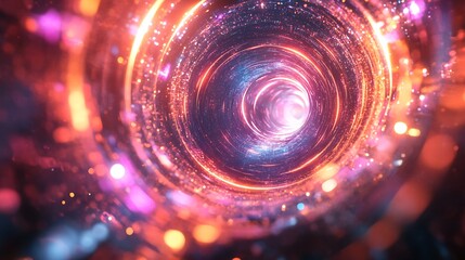 Poster - A radiant holographic design rises from a sleek digital interface
