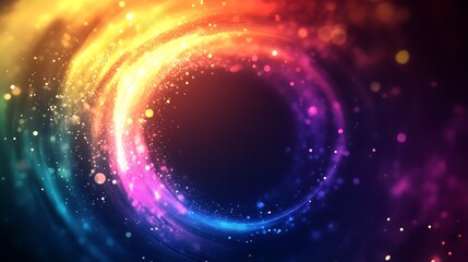 Poster - A glowing holographic logo emerging from a digital interface, with ample space for text