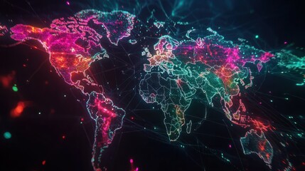 Poster - worldwide network connectivity abstract world map