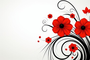Poster - Abstract floral motifs design on light background with center space for text addition