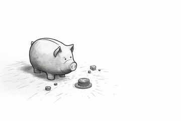 Aufkleber - Minimalist drawing of a piggy bank on a white background, isolated and simple design