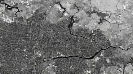 Poster - Elegant map design featuring delicate lines in a grid and diagonal pattern on a neutral backdrop