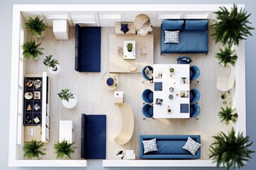 Poster - Simple office layout design featuring corporate colors for an efficient workspace environment