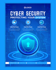 Cyber security modern banner or flyer template, Cybersecurity Information safety leaflet design or flyer	