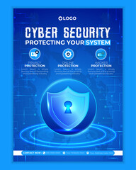 Cyber security modern banner or flyer template, Cybersecurity Information safety leaflet design or flyer	